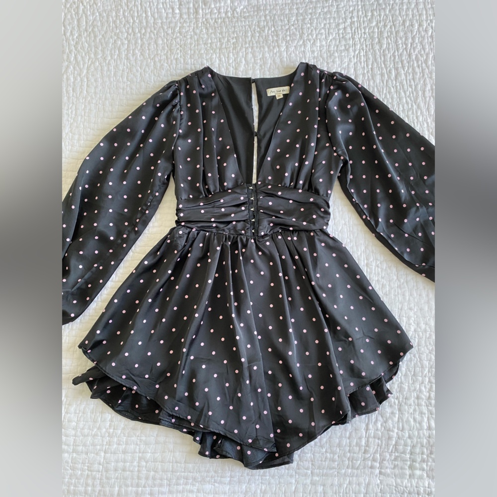 Black with pink poka dot dress